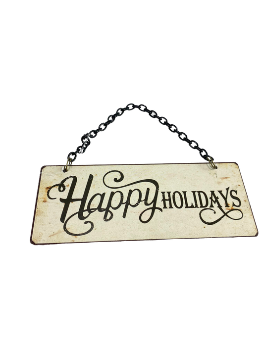 Tiny Black Happy Holidays Sign Ornament