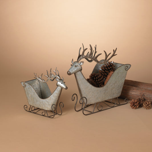 Set of Two Reindeer Sleighs