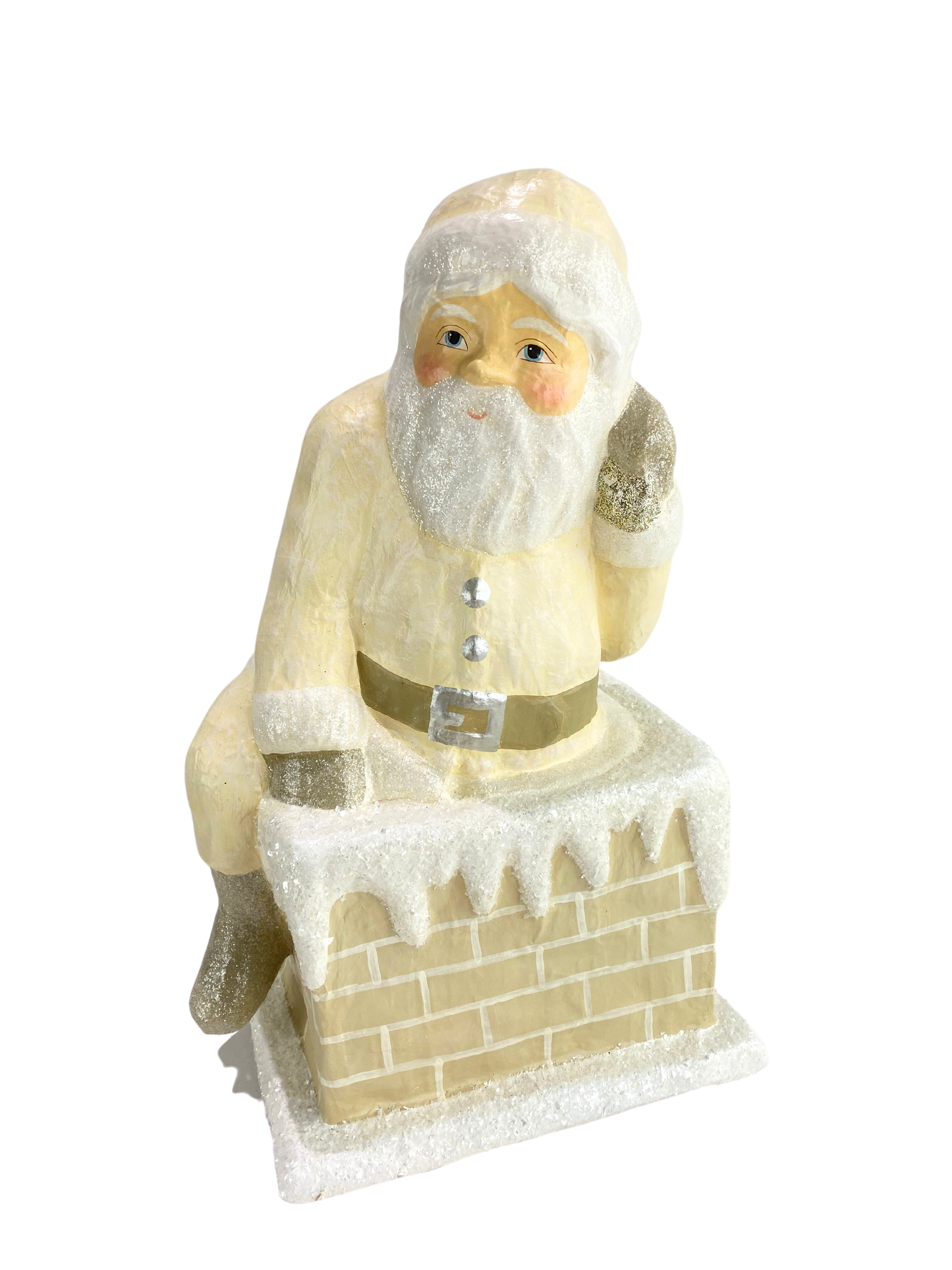 Large Ivory Santa Down Chimney