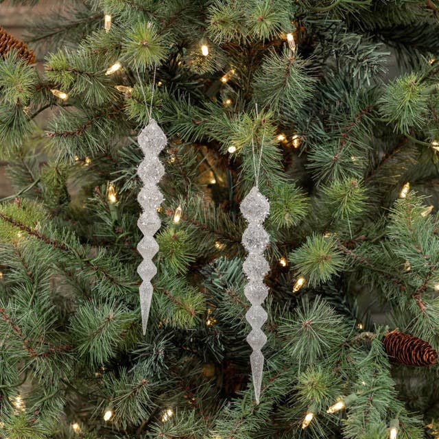 ICICLE ORNAMENT WHITE TAPERED BALL SET /2