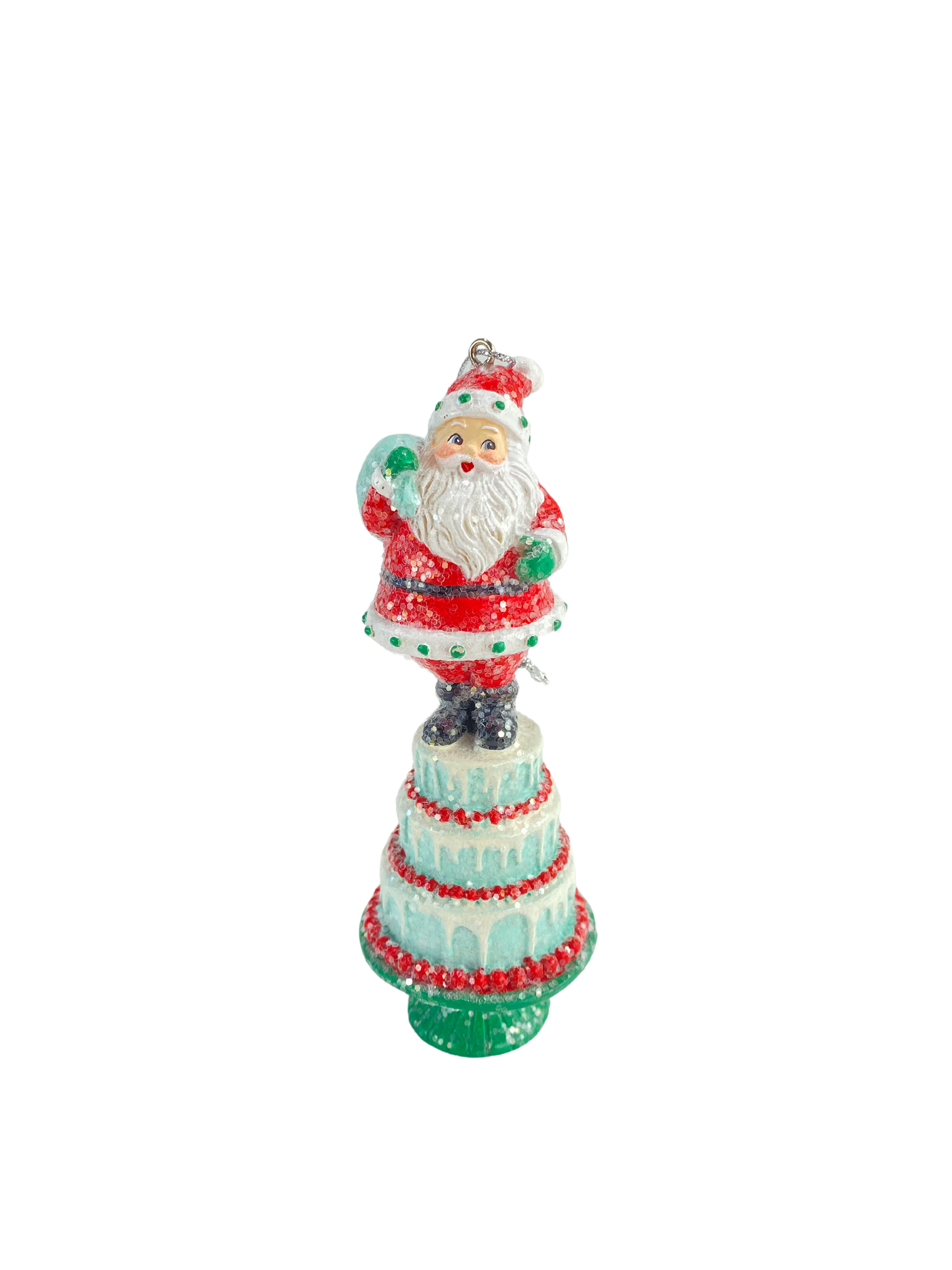 Traditional Santa and Snowman on Cake Ornament