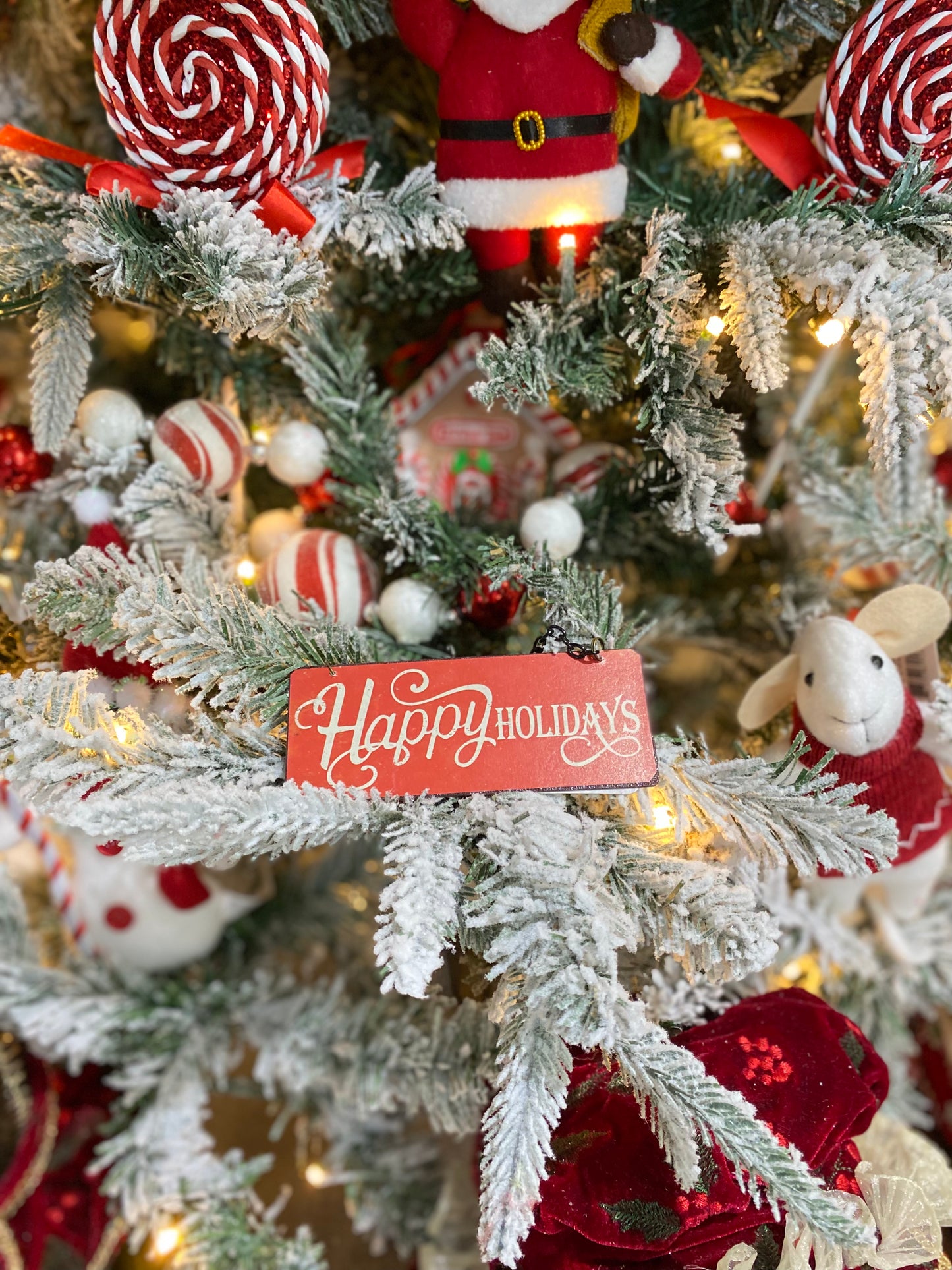 Tiny Red Happy Holidays Sign Ornament