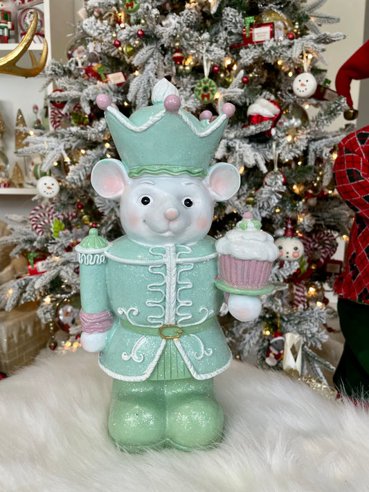 Pastel Mouse Nutcracker w/Cupcake