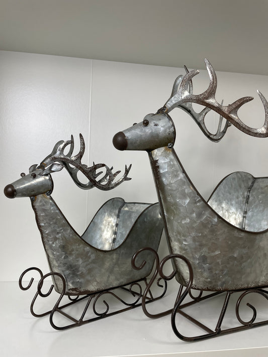 Set of Two Reindeer Sleighs