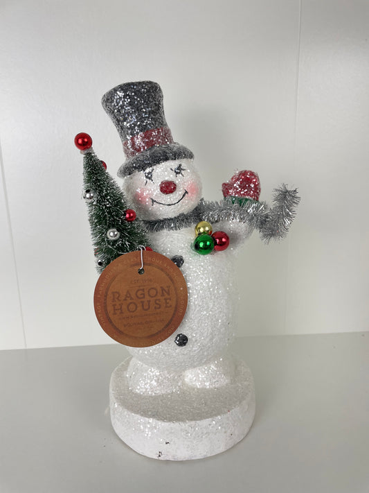 9.5" SNOWMAN W/ TINSEL SCARF