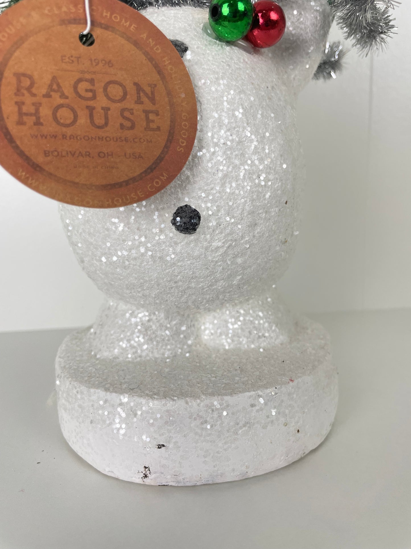 9.5" SNOWMAN W/ TINSEL SCARF