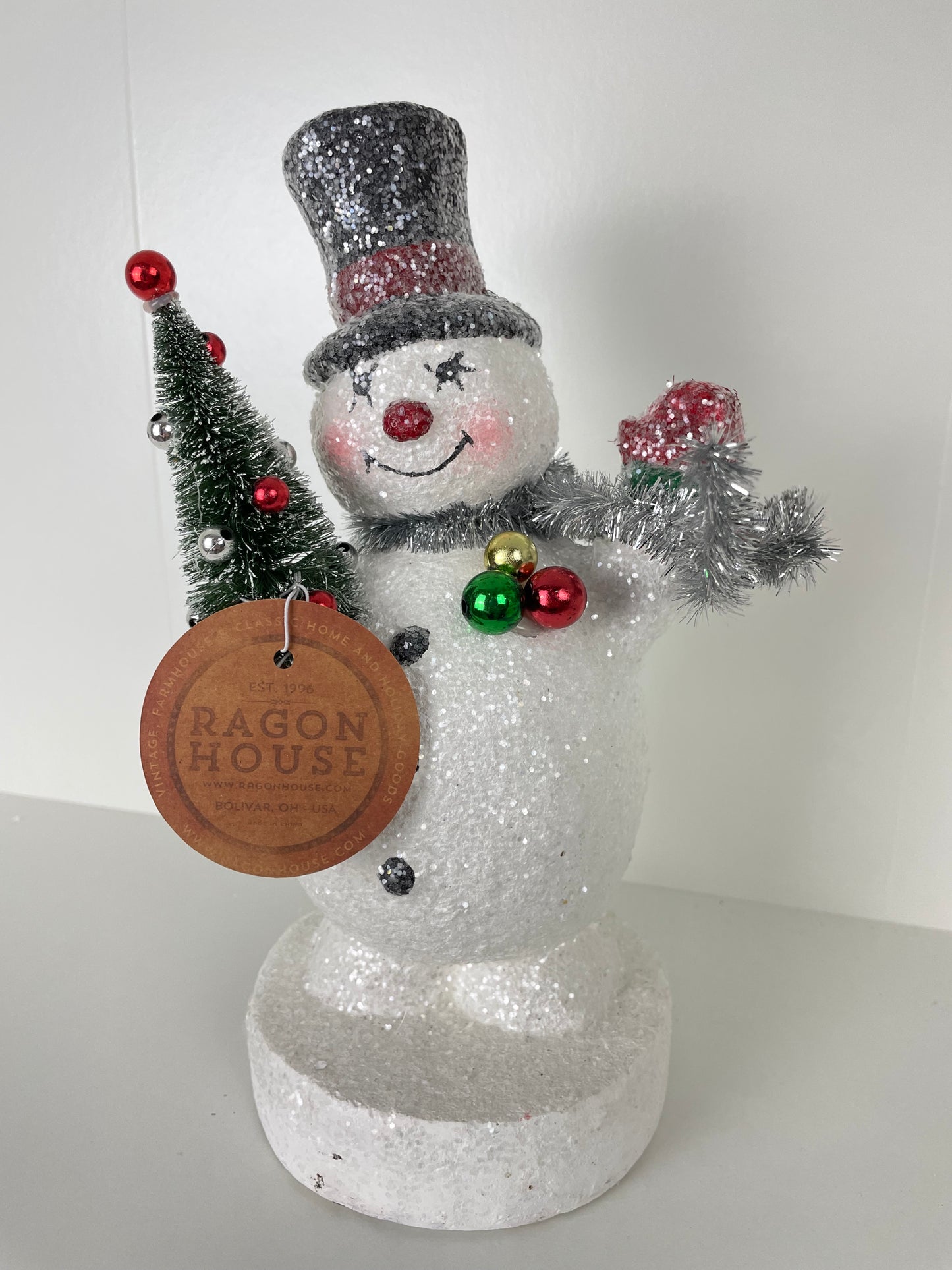 9.5" SNOWMAN W/ TINSEL SCARF