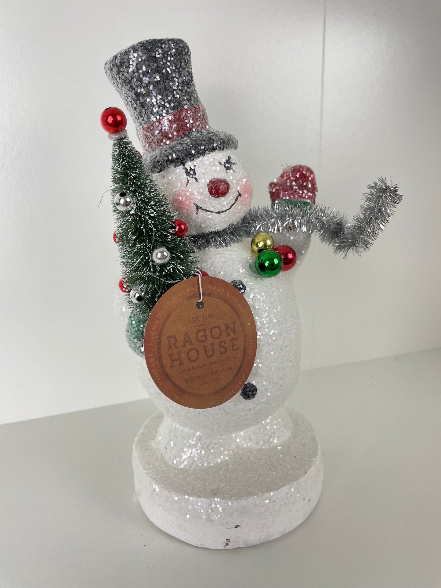 9.5" SNOWMAN W/ TINSEL SCARF