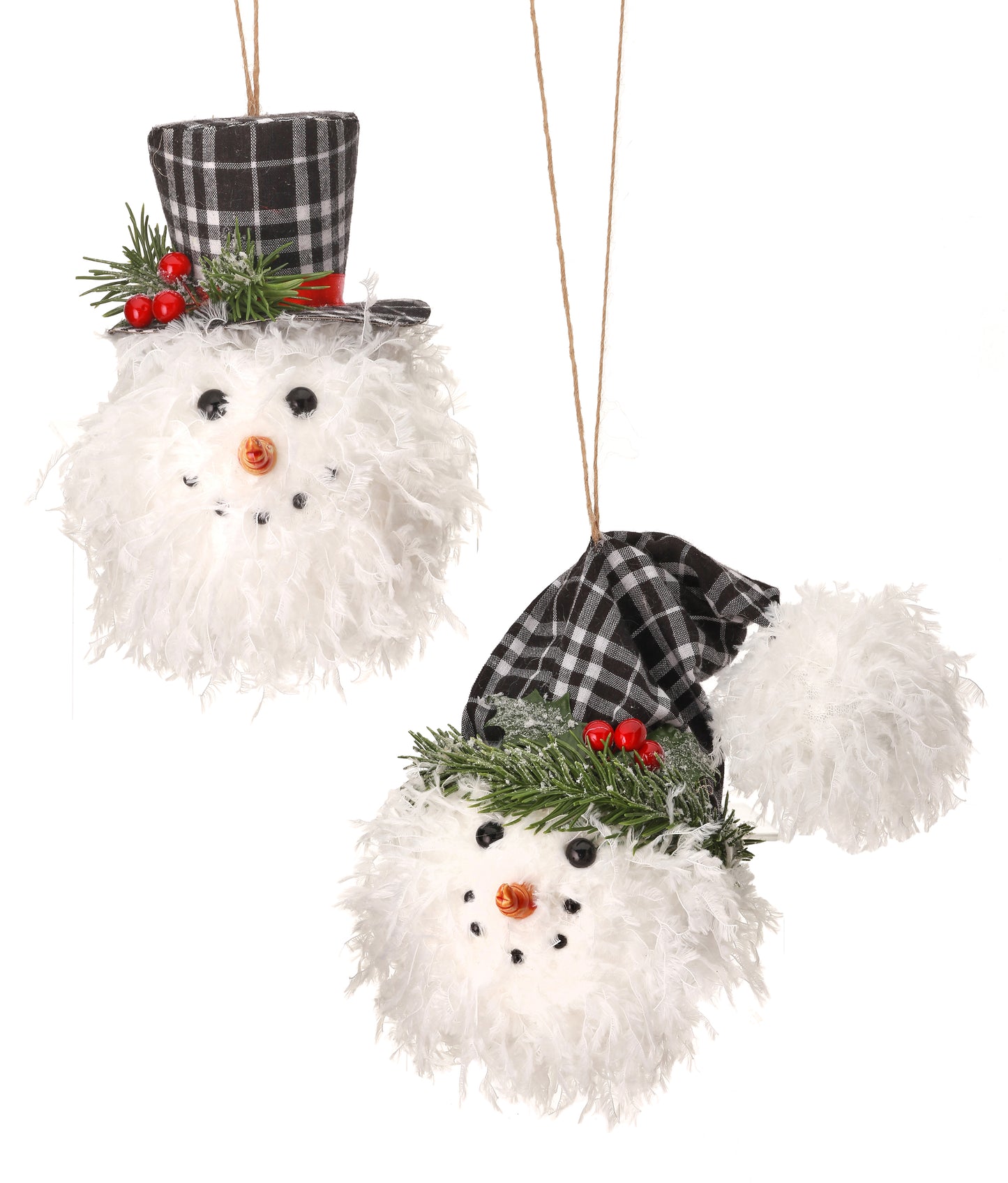 Frilly Fur Snowman Ornament