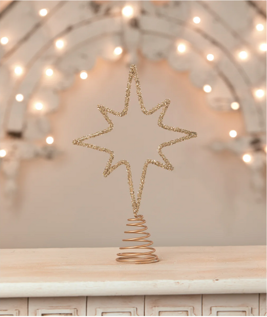 Old Gold Moravian Star Wire Tree Topper