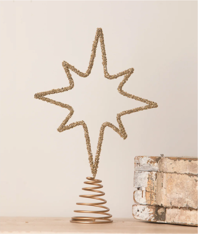 Old Gold Moravian Star Wire Tree Topper