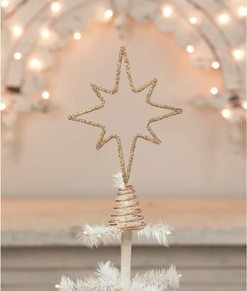 Old Gold Moravian Star Wire Tree Topper