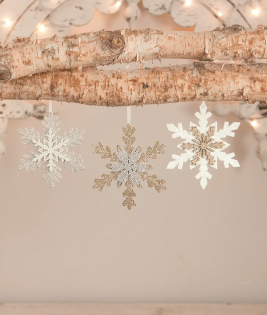 Silver and Gold Snowflake Ornaments S3