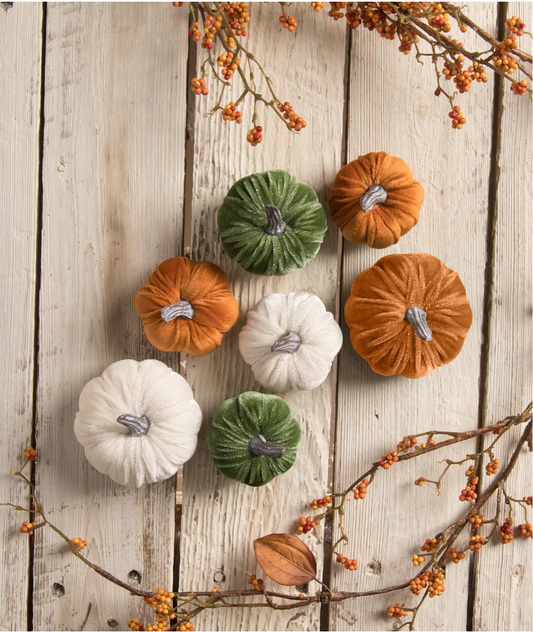 Elegant Velvet Fall Pumpkins Set of Seven