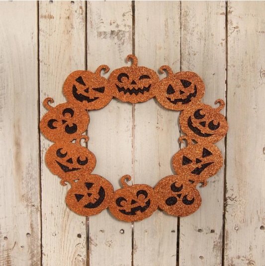 Jack-O-Lantern Glitter Wreath