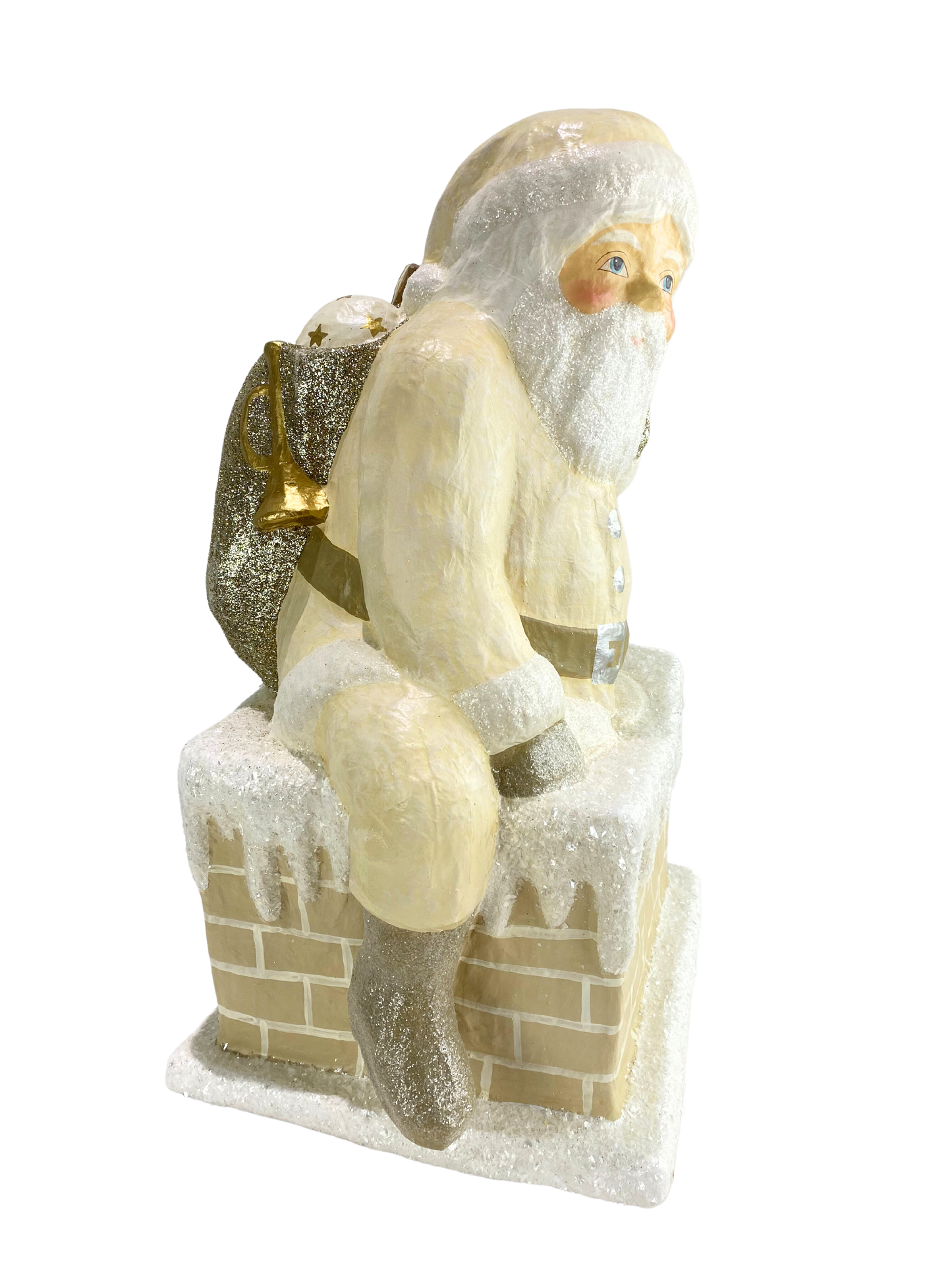 Large Ivory Santa Down Chimney