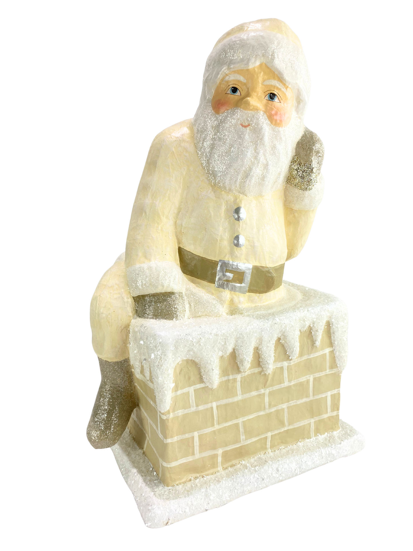 Large Ivory Santa Down Chimney