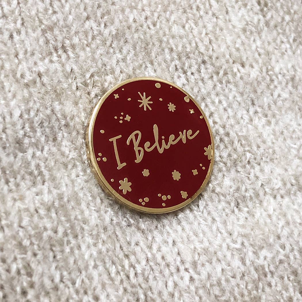 Red 'I Believe' Enamel Pin Badge