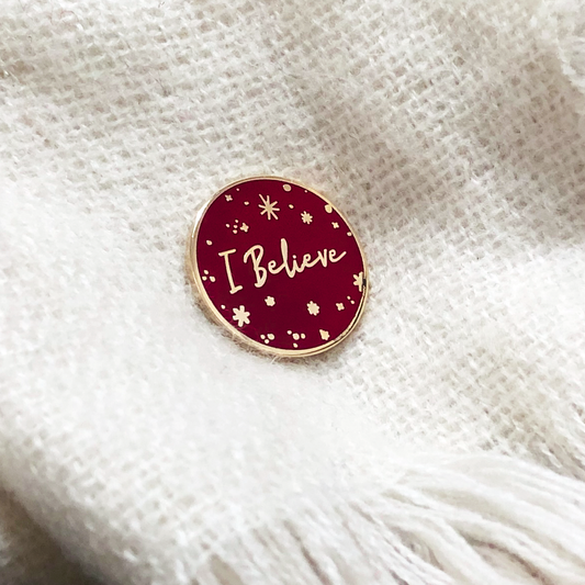 Red 'I Believe' Enamel Pin Badge