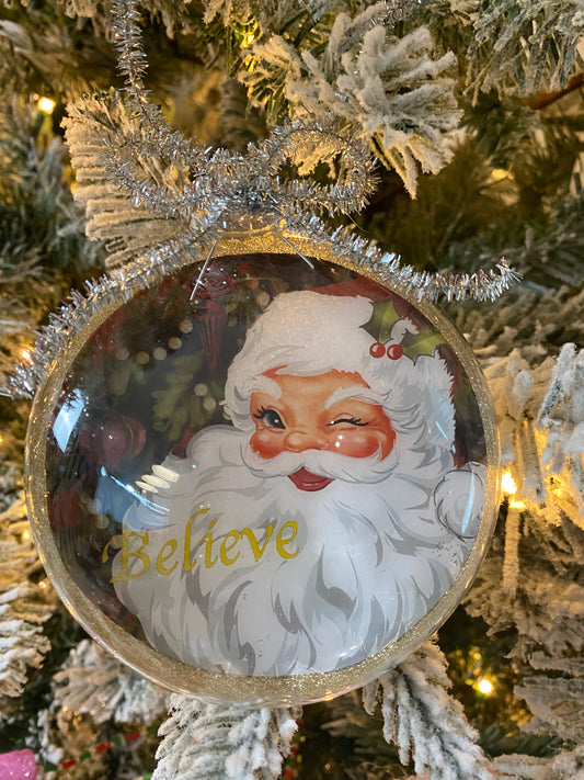 Glass Santa Retro Ornament
