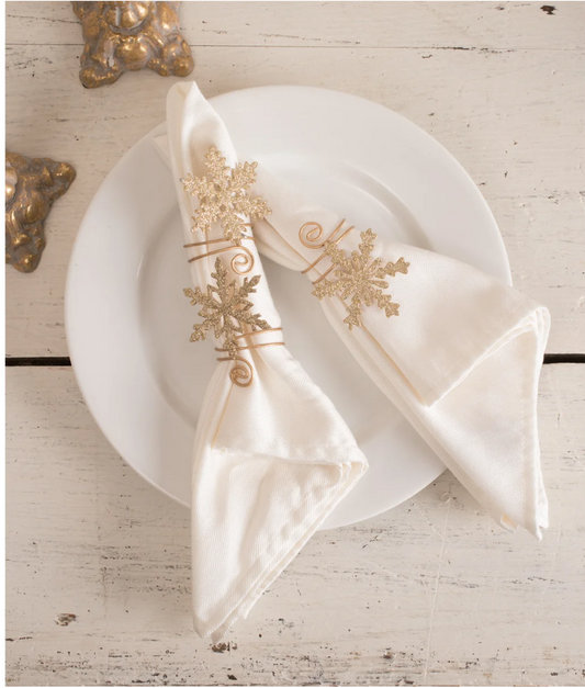 Old Gold Snowflake Napkin Ring