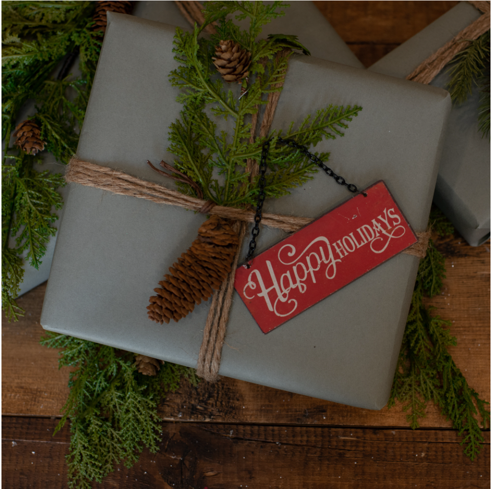 Tiny Red Happy Holidays Sign Ornament