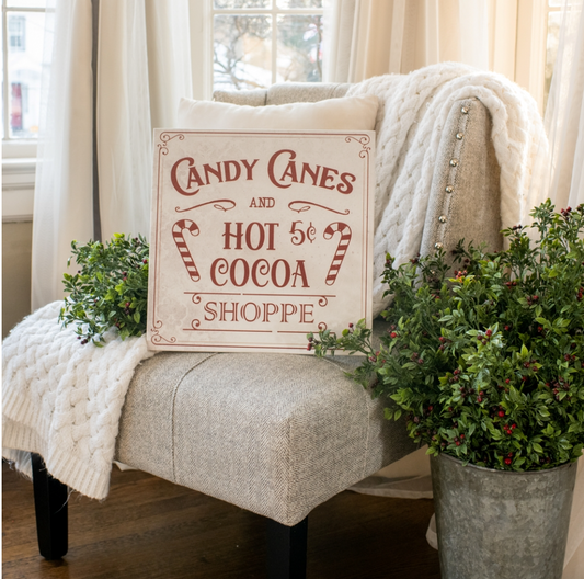 14" Candy Cane and Hot Cocoa Sign