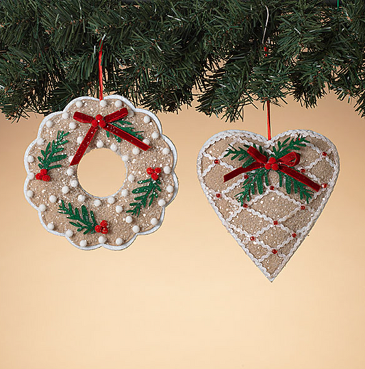 Gingerbread Cookie Wreath Ornaments Set Two