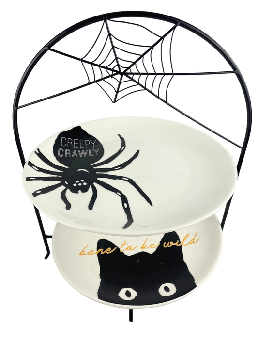 Halloween Plates w/Serving Stand